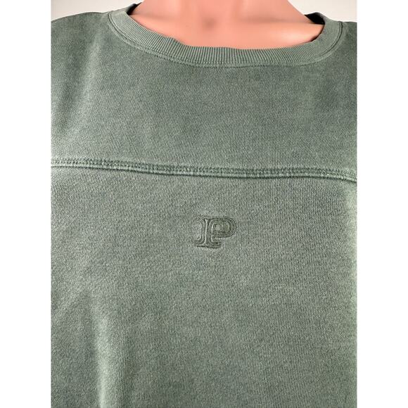 Victoria's Secret PINK Long Sleeve Pullover Fleece Green Crop Sweatshirt Size XL - Picture 2 of 10